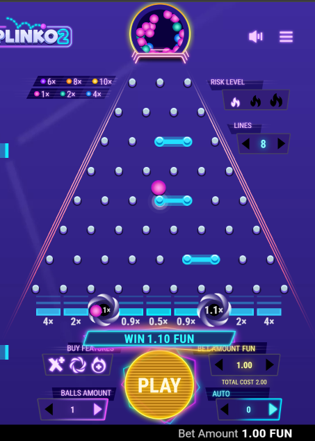 Additional features in the game Plinko 2 